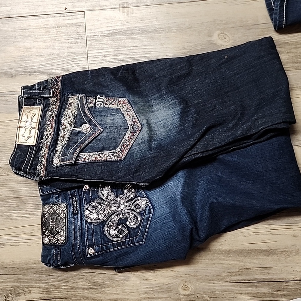 Miss me jeans flyer de lis size 27 mid rise skinny & miss me signature straight